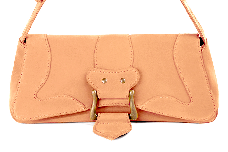 Dress small handbag in marigold orange leather - Profile view